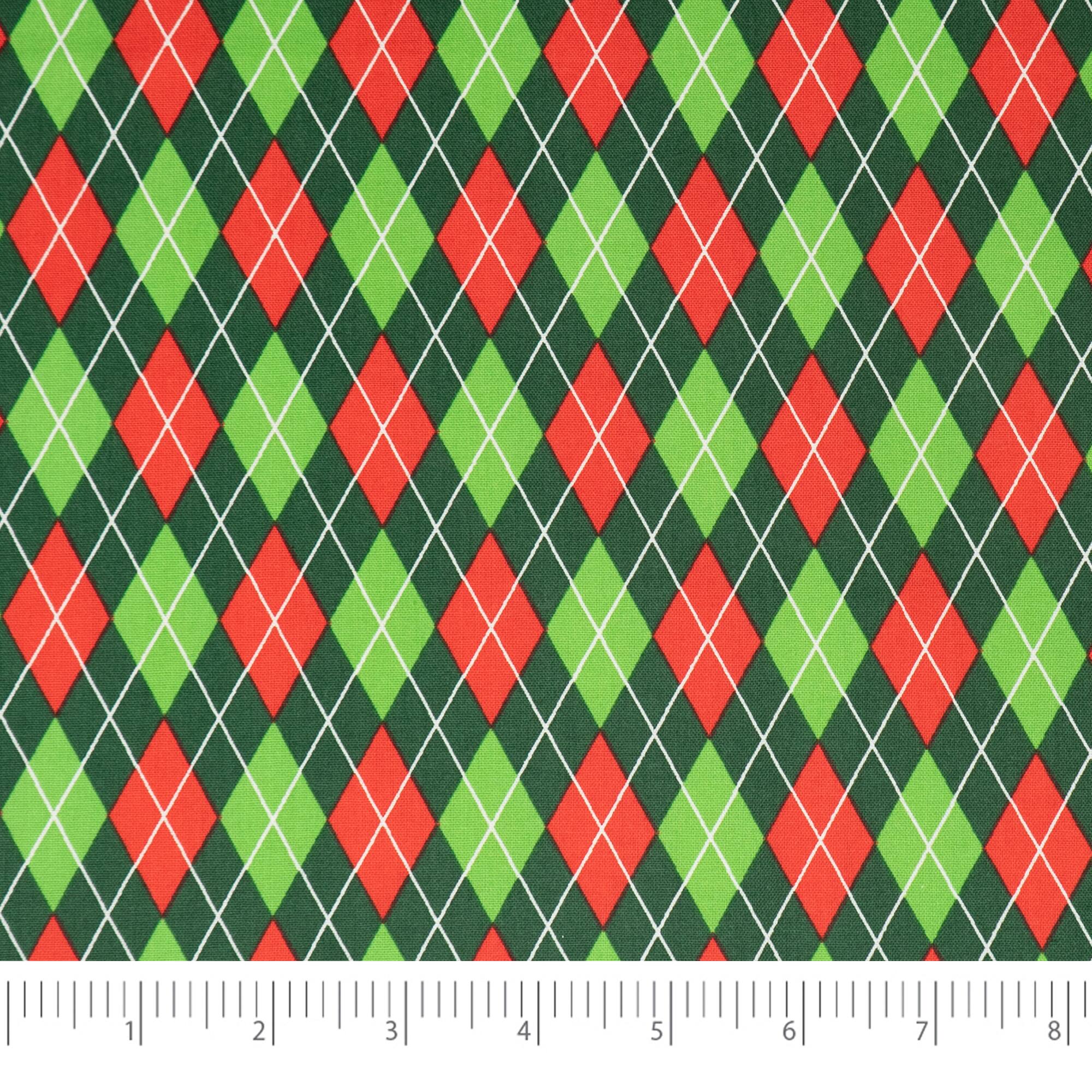SINGER Christmas Diamonds Print Cotton Fabric